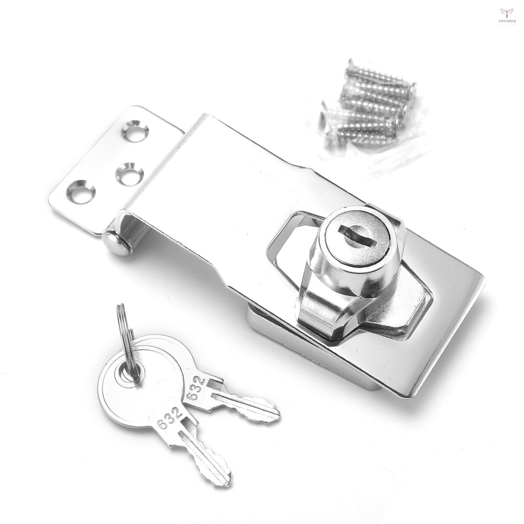 Door Lock Latch Locks with Keys Hasp Lock Chrome Plated Garage