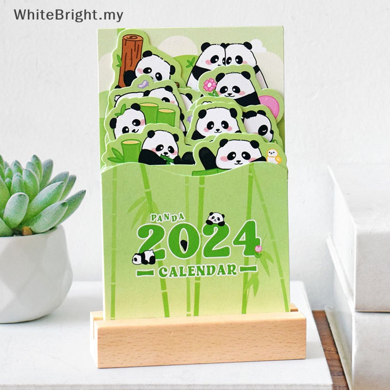  2024 NEW CNY 2024 Kawaii Animal Panda Shape Calendar With Wood Rack