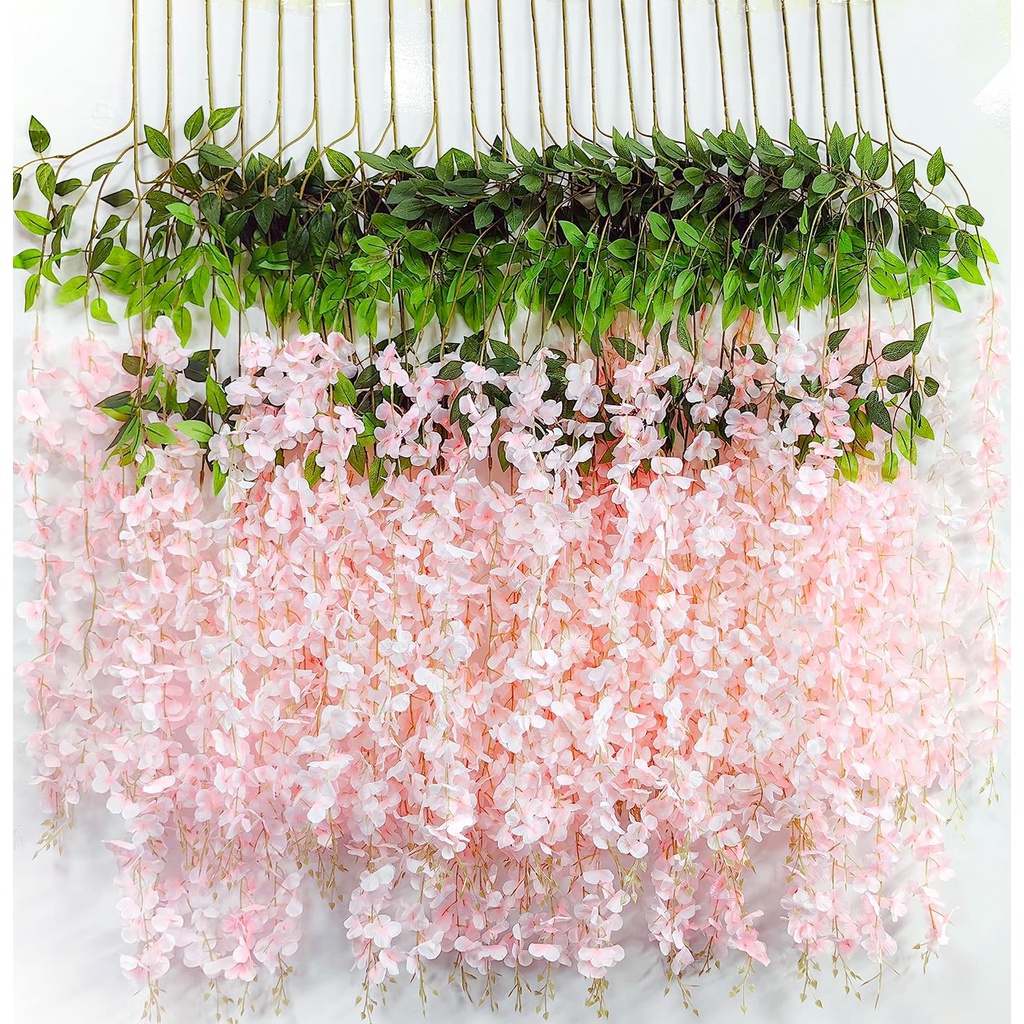 Artificial Wisteria Flowers 43 Inch/Piece Pink Dense Artificial Fake ...