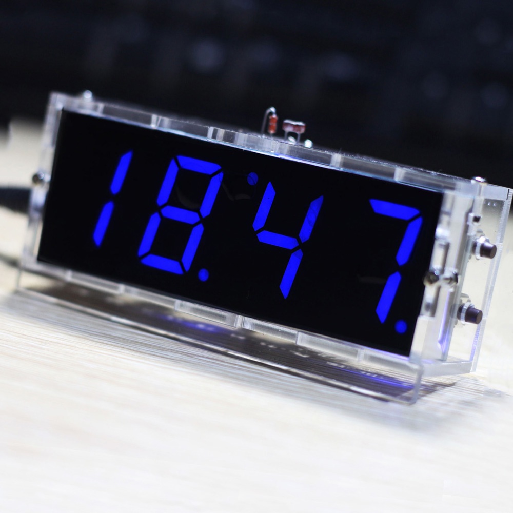 Compact 4digit DIY Digital LED Clock Kit Light Control Temperature