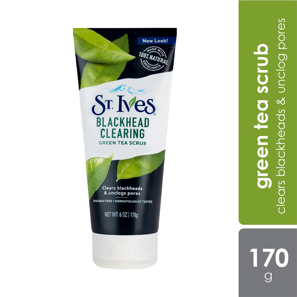 ST.IVES BLACKHEAD CLEARING GREEN TEA SCRUB 170G (EXP 10/2024) Shopee