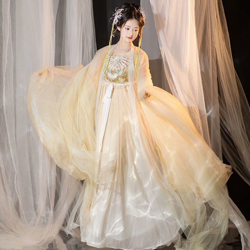 Original Hanfu Yellow Super Fairy Elegant Ancient Style Xote Skirt Full ...