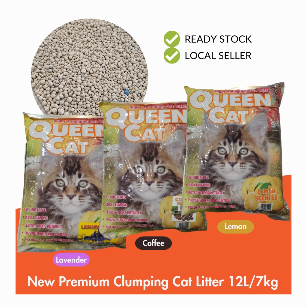 QUEEN CAT Extra Clumping Bentonite Cat Litter 12L/7kg Pasir Kucing ...