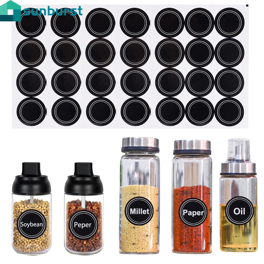 5Pcs Spice Jars Round Shape Label Stickers / Waterproof Oil-proof ...