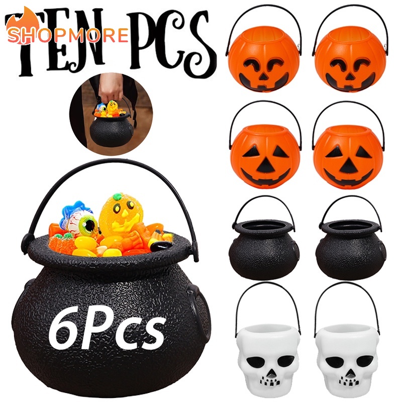 6/1Pcs Halloween Candy Snack Trick or Treat Buckets / Portable Candy ...