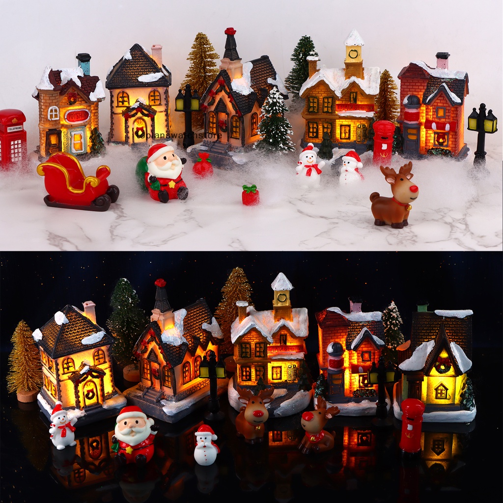 toplan 36Pcs Christmas Village Sets Christmas Miniature Figurines