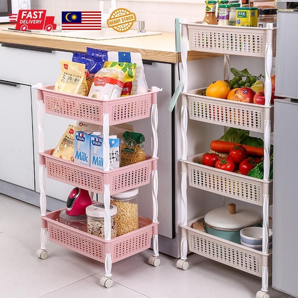 Multipurpose Rack 4 Tier Storage Grocery Storage Rak Pelbagai | Shopee ...