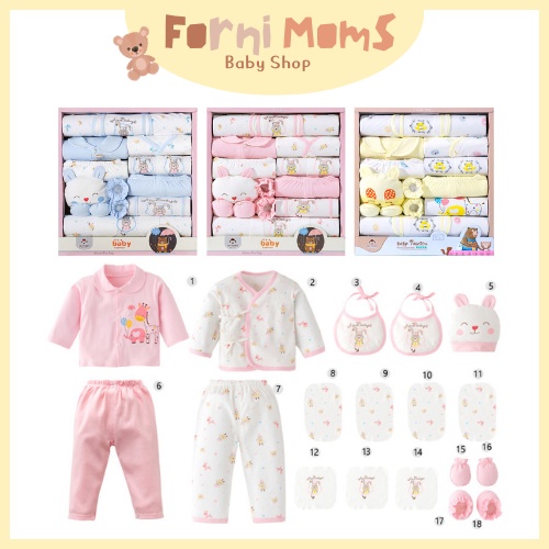 18 PCS SET Newborn Baby Gift Box Set Baby Cotton Cloth Diaper Set ...