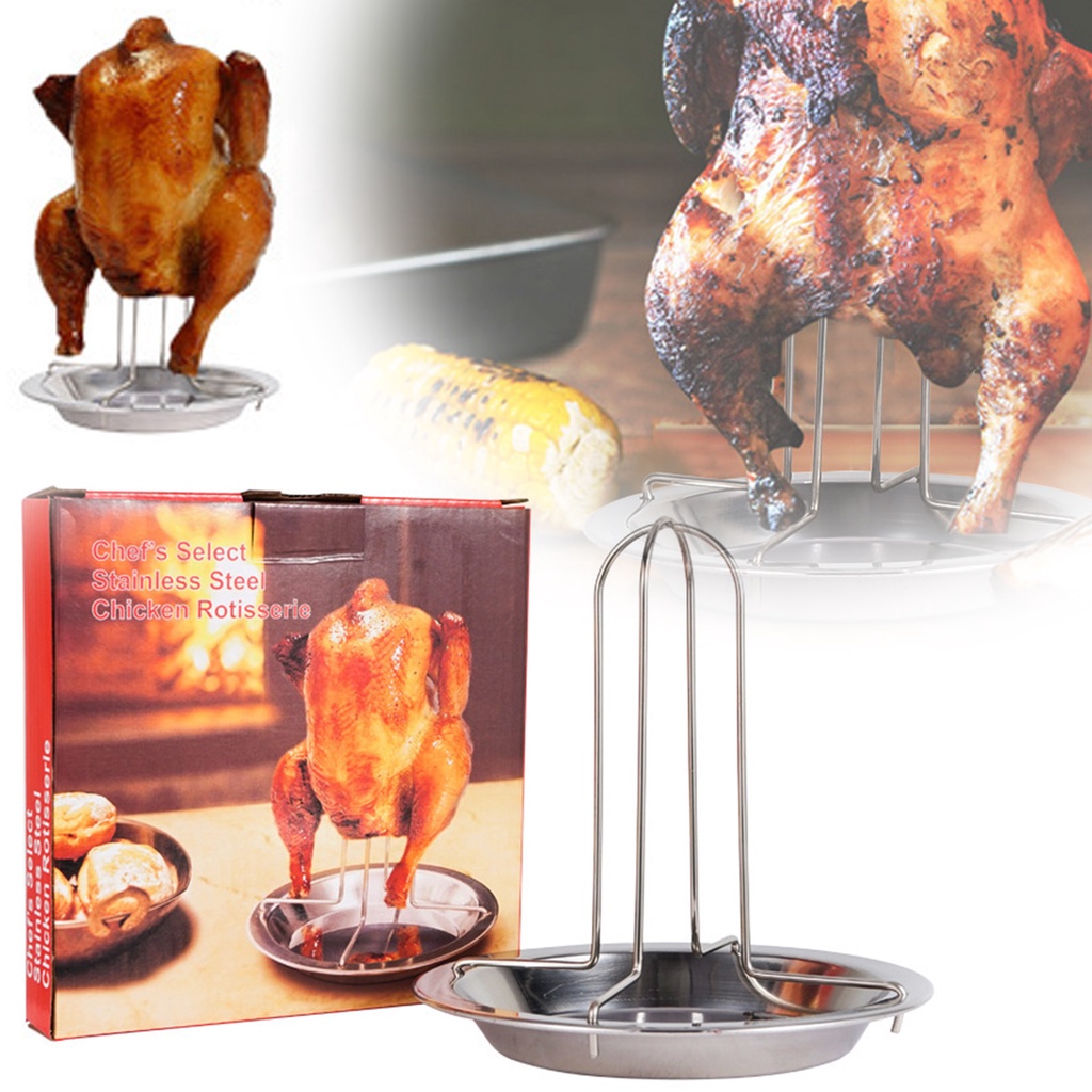 Stainless Steel Roast Chicken Holder Upright Roaster Rack BBQ Stand