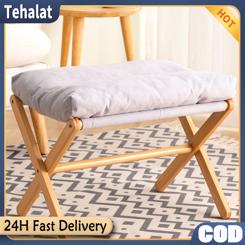 Nordic Folding Footstool Sofa Footrest Stool Leg Cushion Balcony