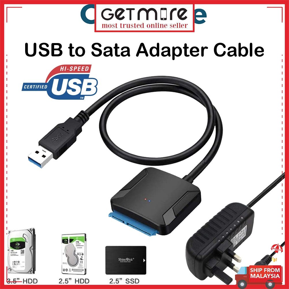 USB to Sata Adapter Cable with UK Standard Plug, USB to SATA