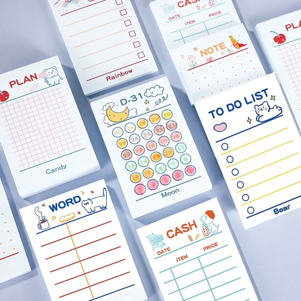 50 Sheets Cartoon Plan Memo Pad Notepad Memo Planner To-do List ...