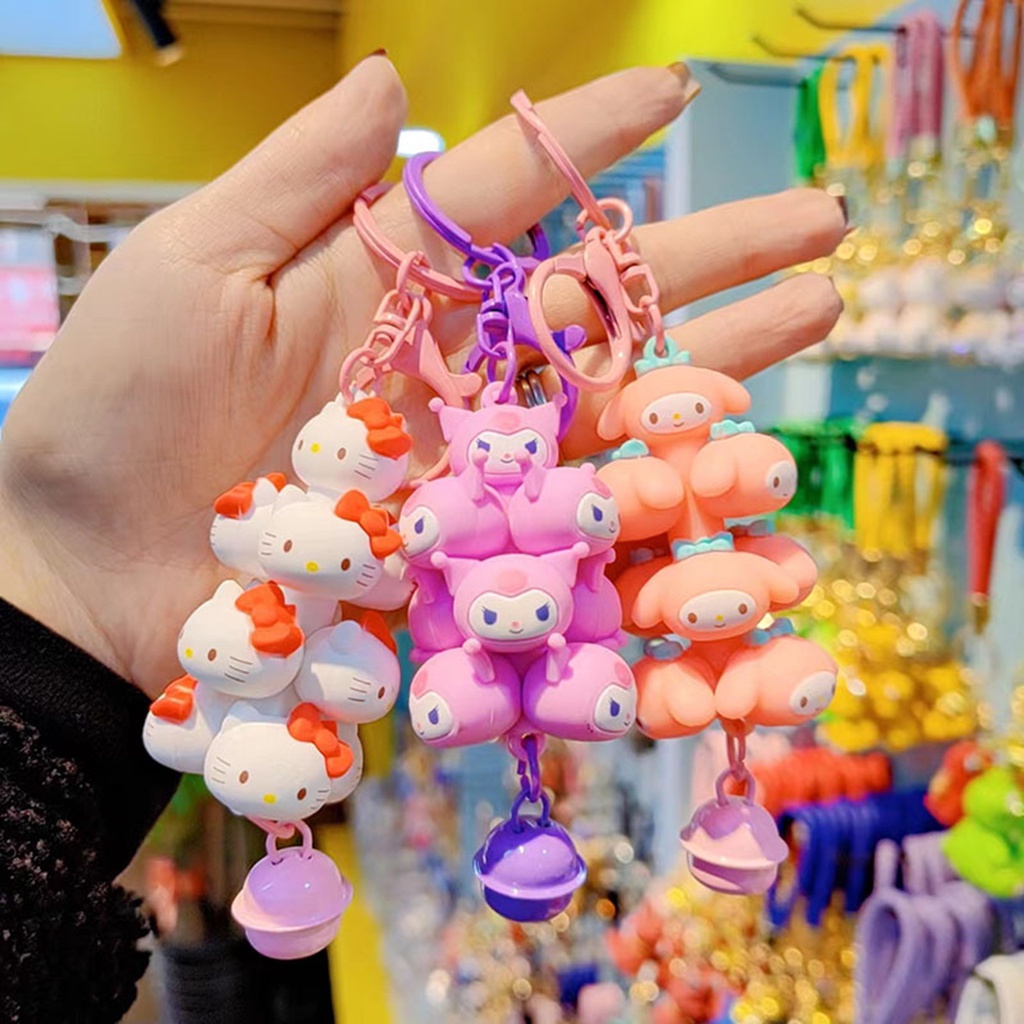 Cartoon cute Sanrio Jenga keychain creative carkey bag keychain pendant