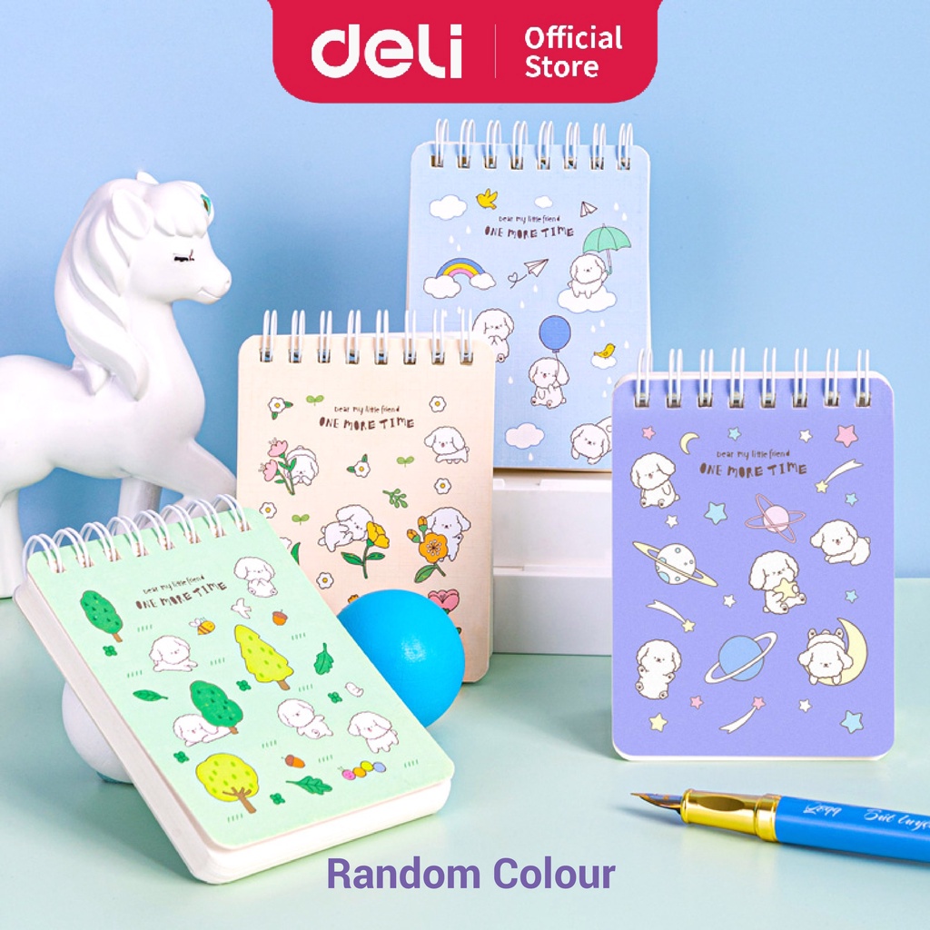 Deli Mini Coil Spiral Notebook A7 200 Pages Gift Cute Cartoon Notepad ...