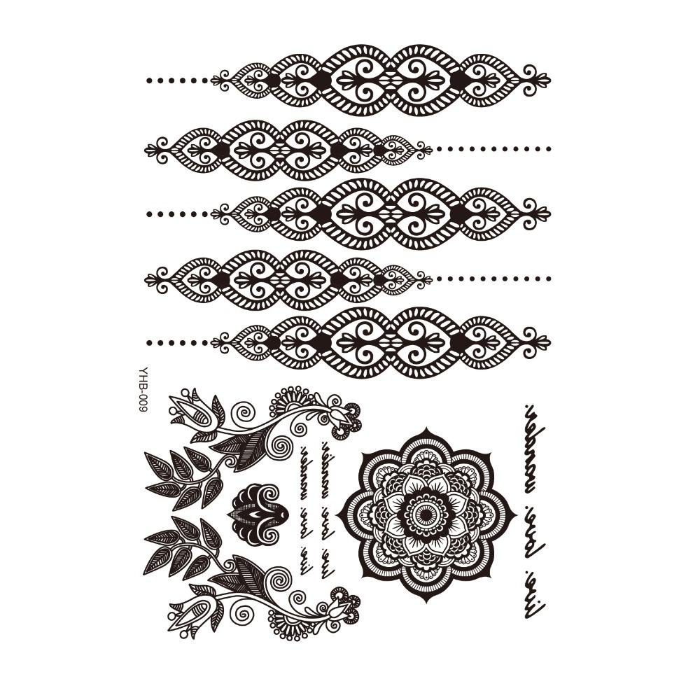 MAX Temporary Tattoo, Black Arm Indian Lace Tattoo Stickers, Leg
