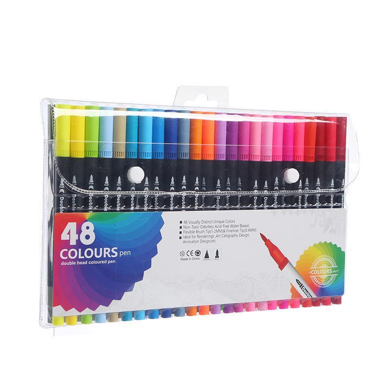 12/24/36/48/60/80/100 Colors Watercolor Brush Pen Colors Dual Tip Brush ...