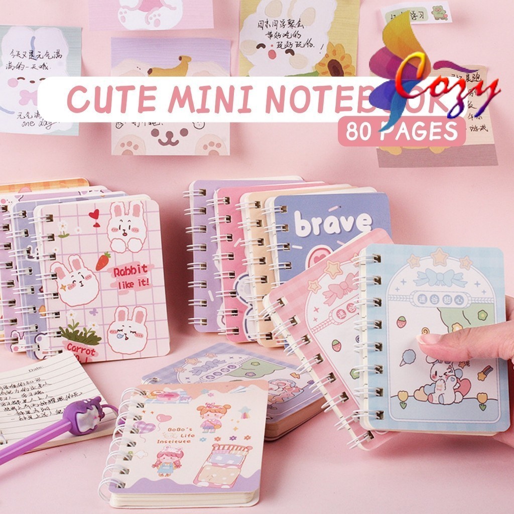 (80 pages) Coil Ring Cute Cartoon Notebook Portable Mini Memo Note Book ...