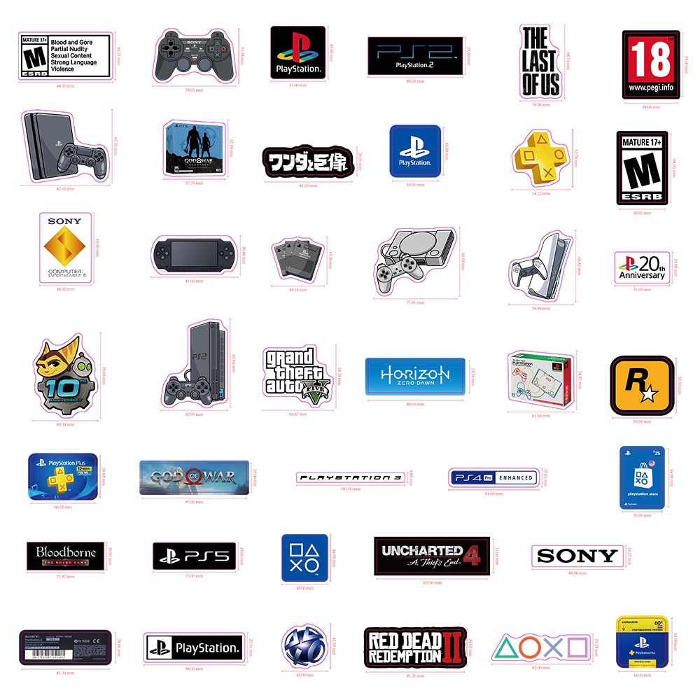 40 pcs SONY PlayStation Theme Waterproof PVC Stickers | Shopee Malaysia