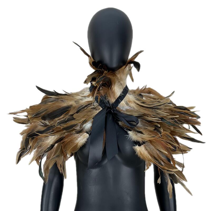 Adult Gothic Victorian Scarf Poncho Shoulder Wrap Natural Feather Shrug ...