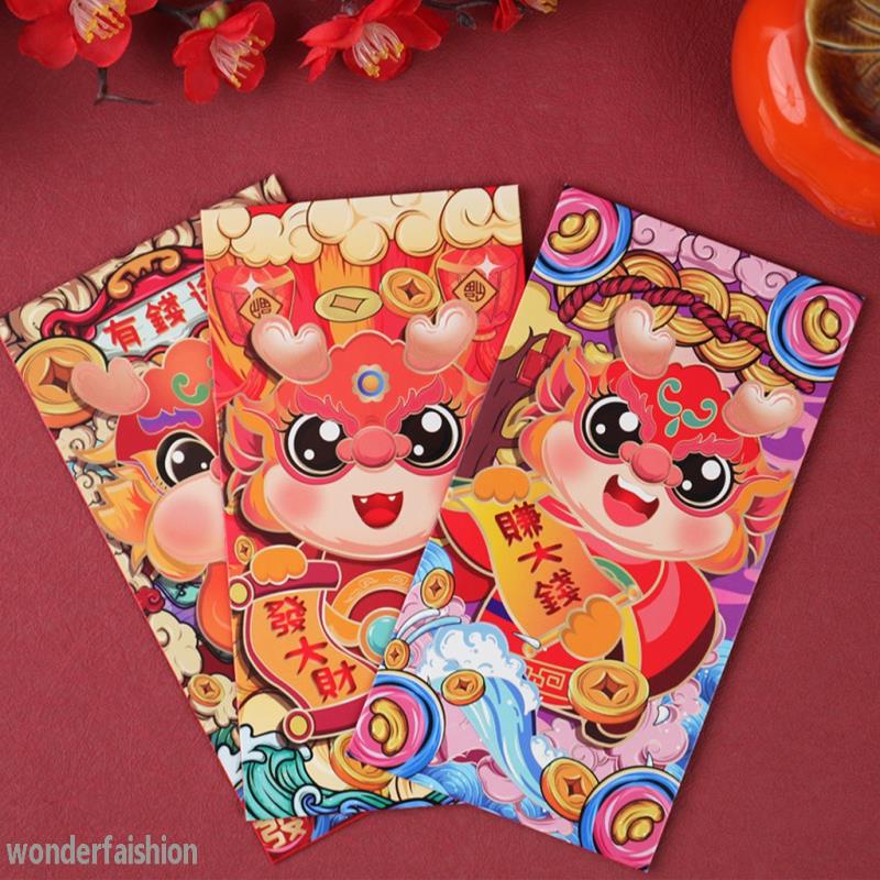 6PCS 2024 Year of the Dragon Red Envelope New Year Red Envelope Gilding ...