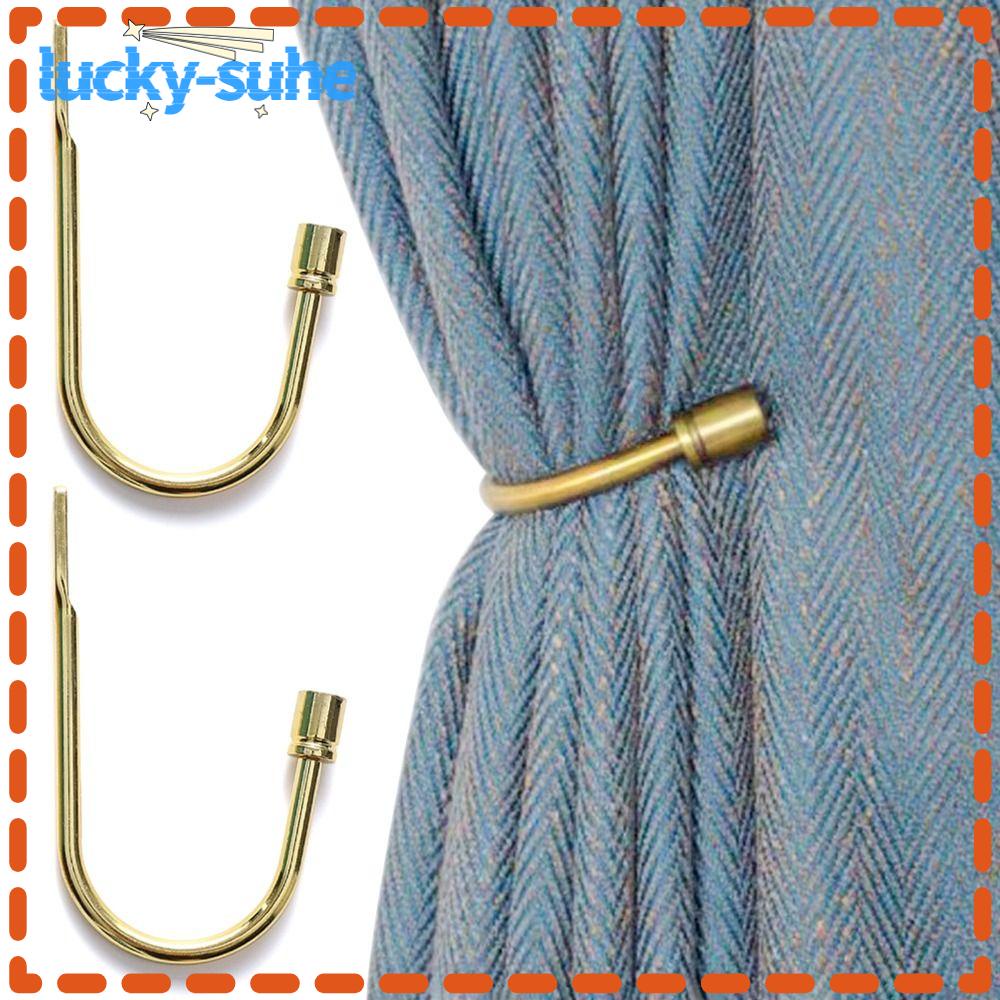 LUCKYSUHE 2 pcs Gold Curtain Tie Back Hooks, Aluminium Alloy 6.3