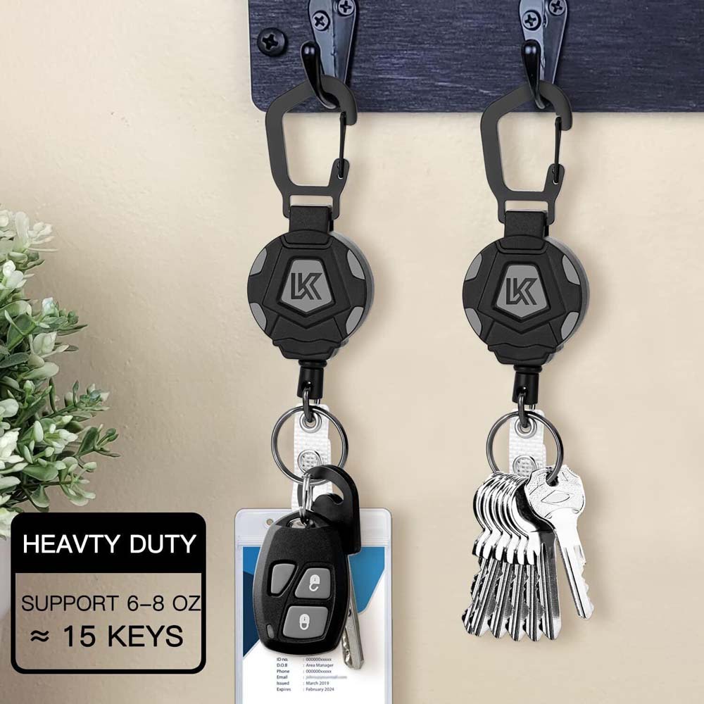 2PCS Retractable Keychain Heavy DutyRetractable Key Holder Key Ring