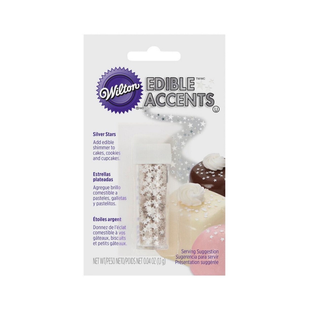 WILTON, Edible Accents, Silver Stars, 1.13 g Shopee Malaysia