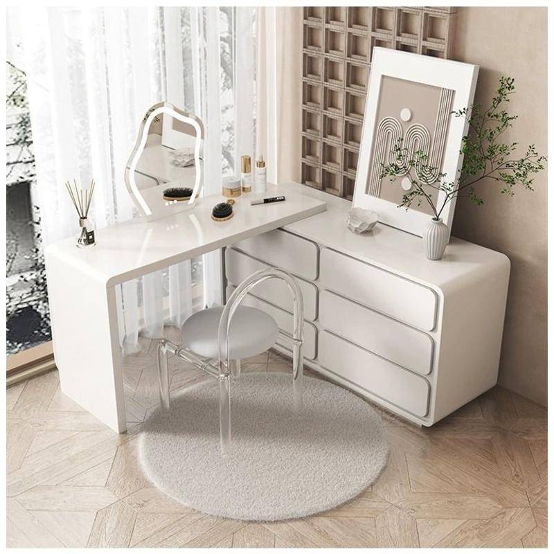Dressing table cream style 6 drawer all solid wood piano paint