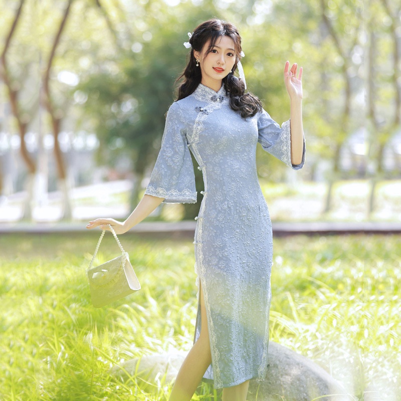  Vintage Elegant Women Cheongsam Dress Traditional