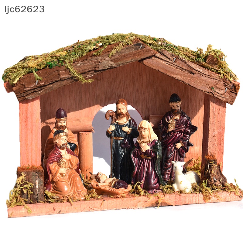 [ljc62623] Nativity Set With Stable Christmas Nativity Scene Resin