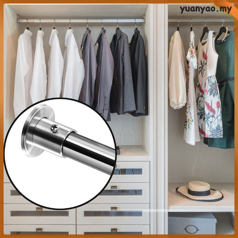 2 Pcs Flange Shelf Bracket Wardrobe Clothes Pole Base Curtain Rod