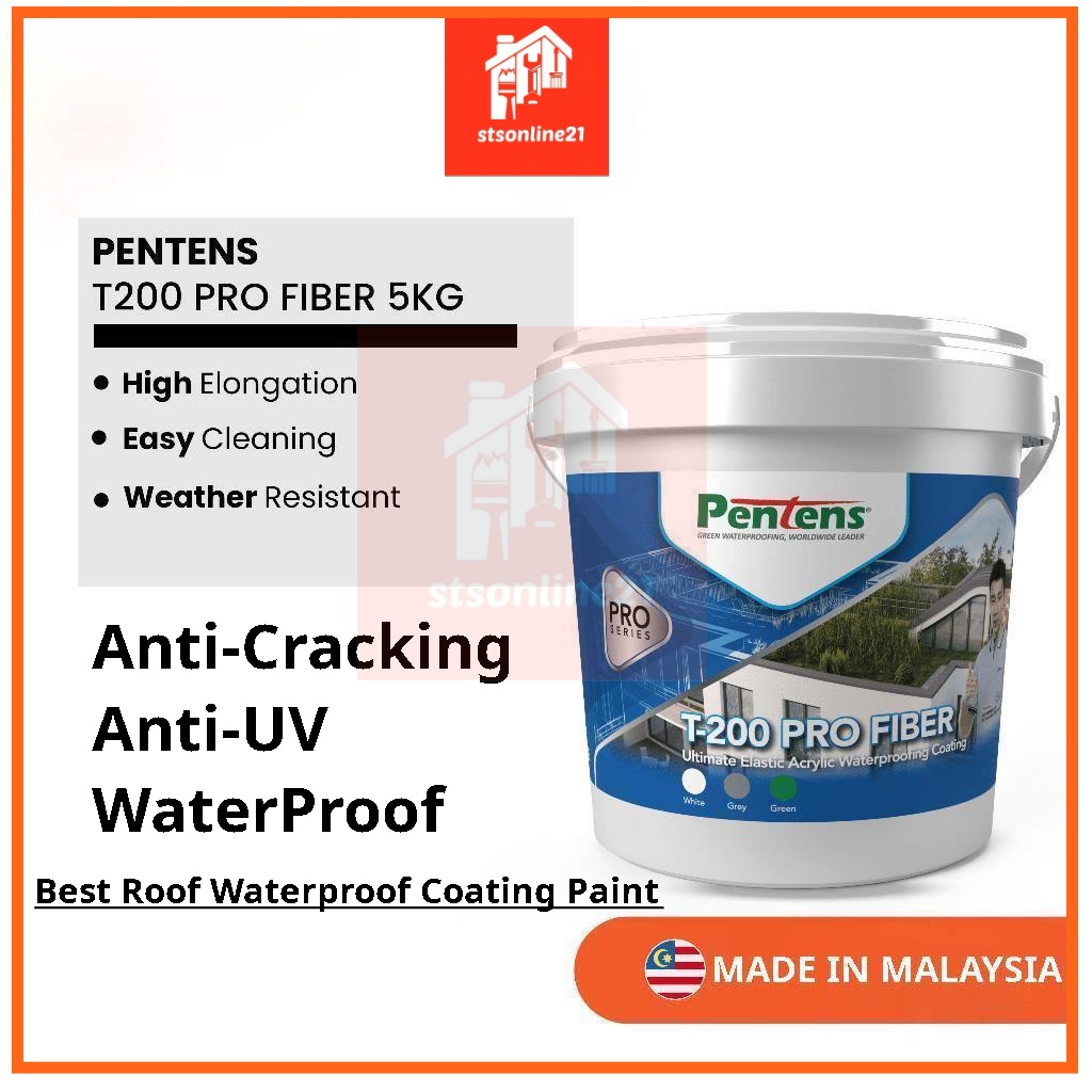 PENTENS T200 Pro Fiber 5KG Ultimate Elastic Acrylic Waterproofing ...