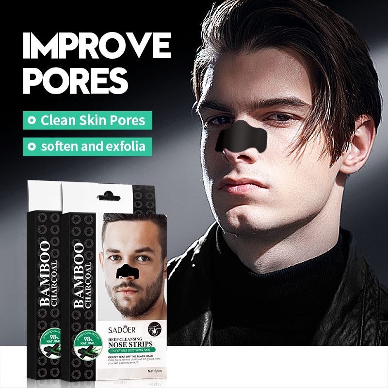 Rorec Sadoer Men Bamboo Charcoal Deep Cleansing Nose Strips Gently Tear