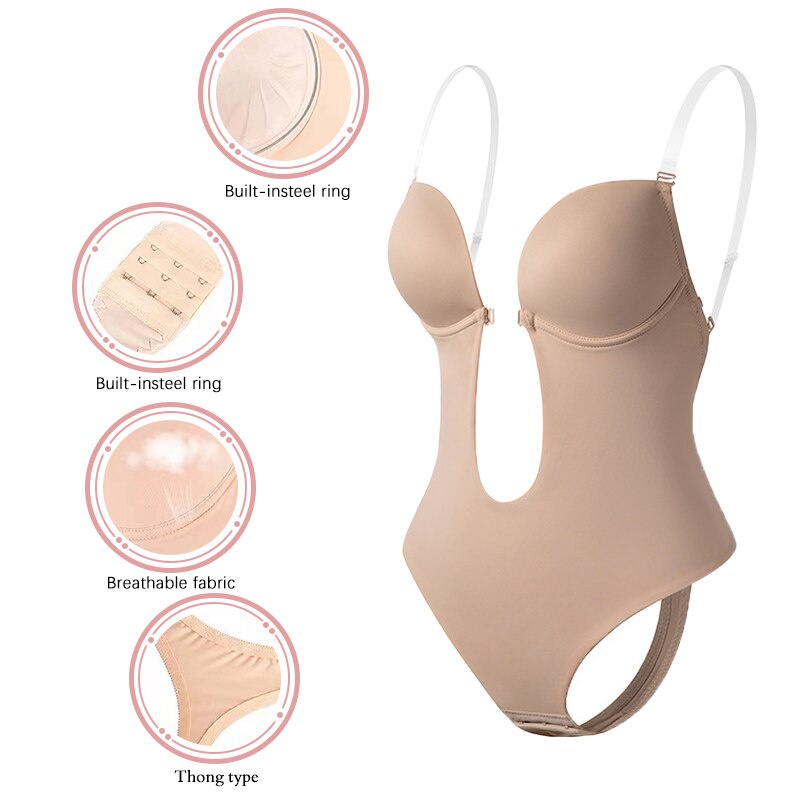 OnePiece Deep VNeck Shapewear Bodysuit Women's Seamless Thong Lower