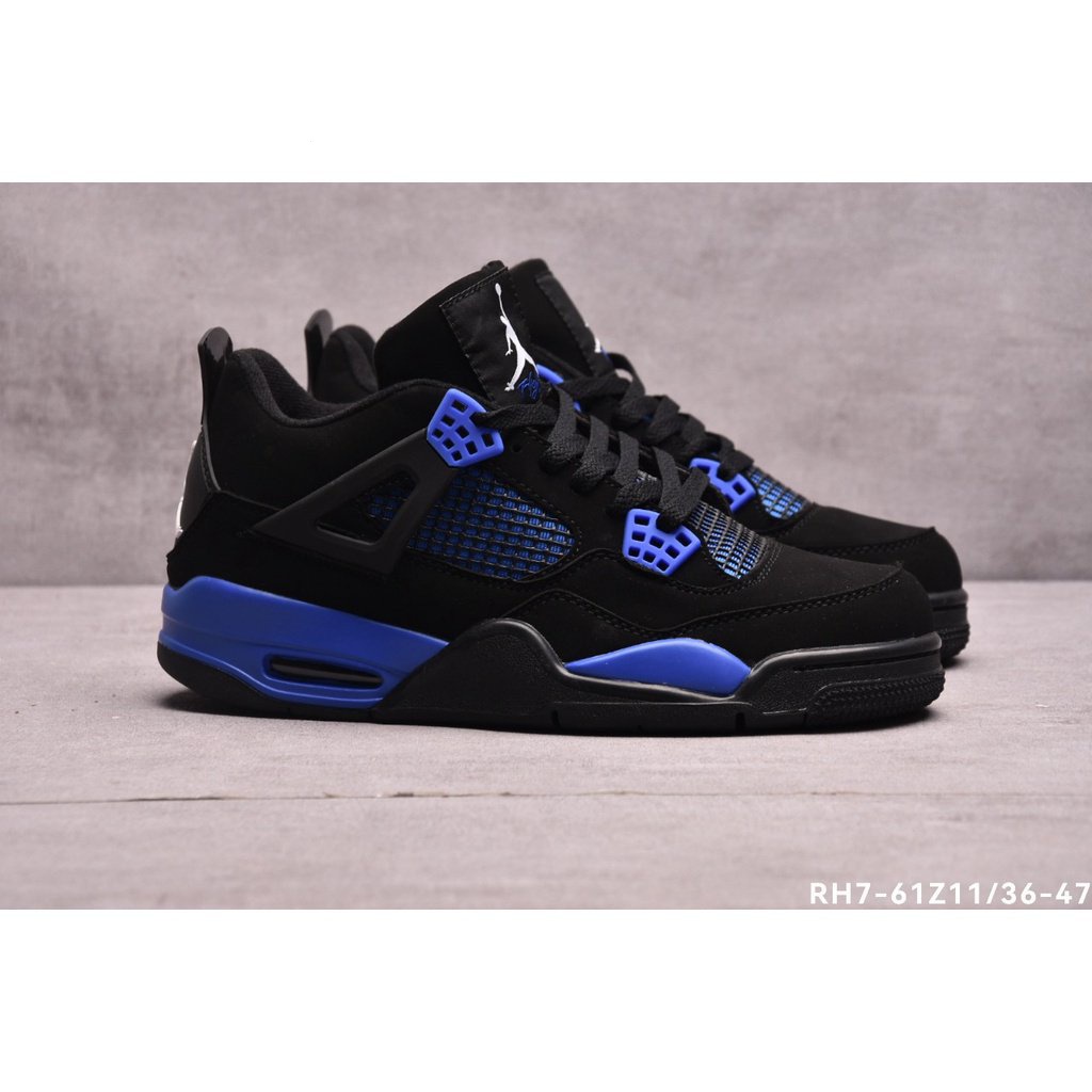 Basketball shoes Nike4488 Air Jordan 4 Retro AJ4 Unisex blue Black