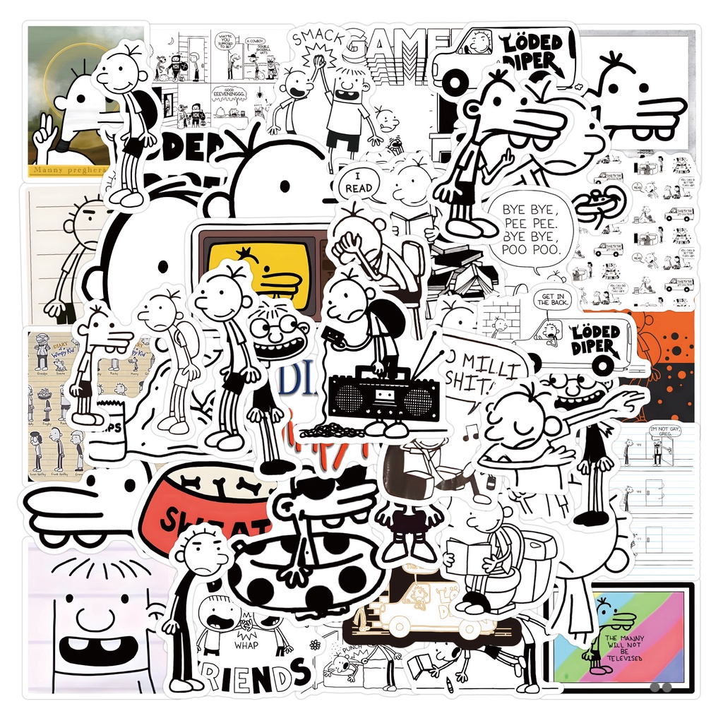 50 pcs Diary of a Wimpy Kid Cartoon Waterproof PVC Stickers | Shopee ...