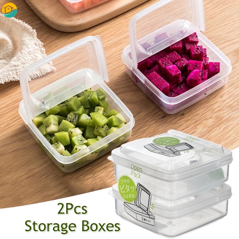 2Pcs Reusable Portable Transparent Cheese Slice Storage Boxes Stackable ...