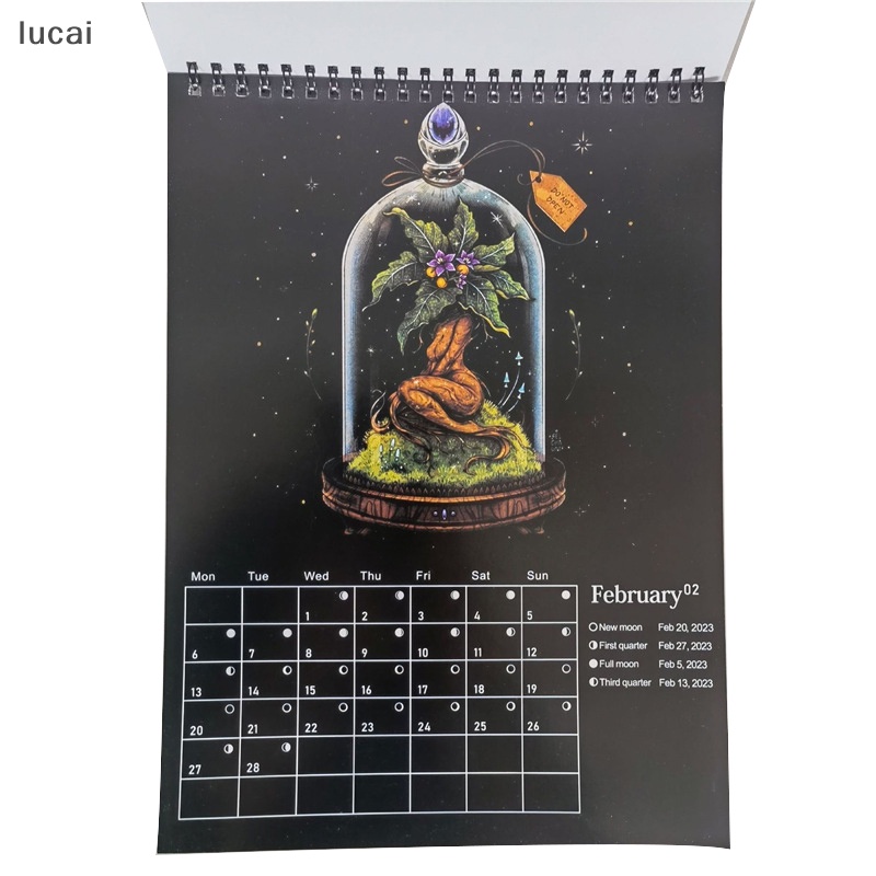 lucai 2024 Dark Forest Calendar Creative Illustrated Wall Lunar