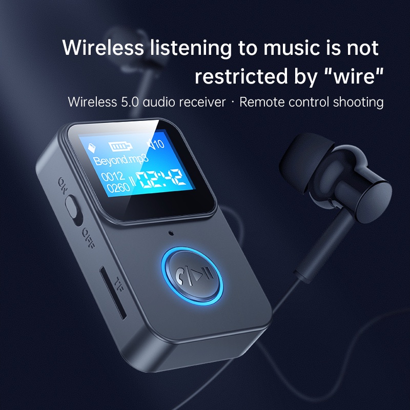 C33 Bluetooth 5.0 Receiver Transmitter LED Display MP3 Music TF Player 3.5mm AUX Wireless Audio