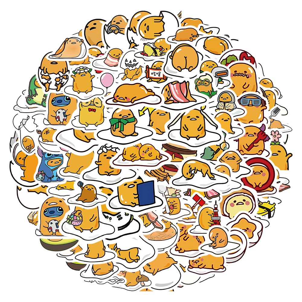 100PCS Cute Cartoon Gudetama Waterproof Graffiti Stickers For Helmet ...