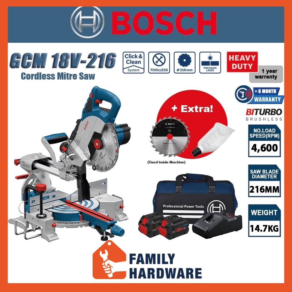 Bosch Gcm 18v 216 Professional Cordless Mitre Saw With Biturbo Gcm18v