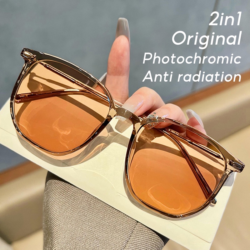 Fashion photochromic anti radiation glasses （0°~400°）computer glasses ...