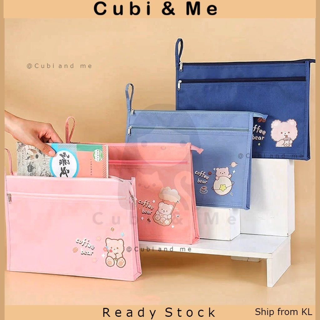 C&M A4 File Bags Double Layer Zipper Document Bags Cute Cartoon Print ...