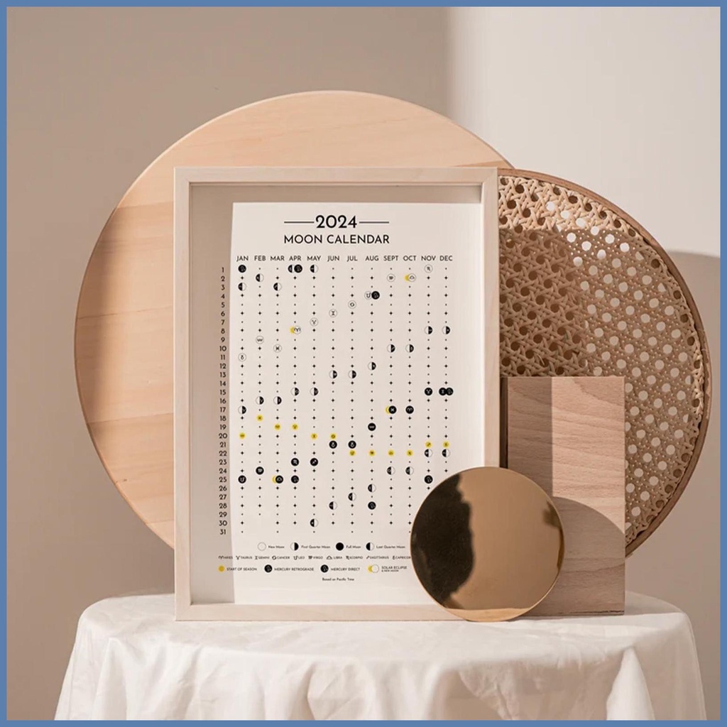 2024 Lunar Moon Calendar Lunar Poster 2024 Calendar with Legends Year