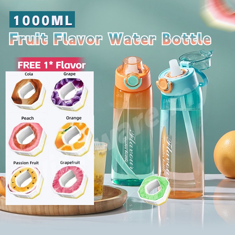 【free Flavor Pods】 900ml Flavor Water Bottle Straw Cup 0 Sugar Healthy 