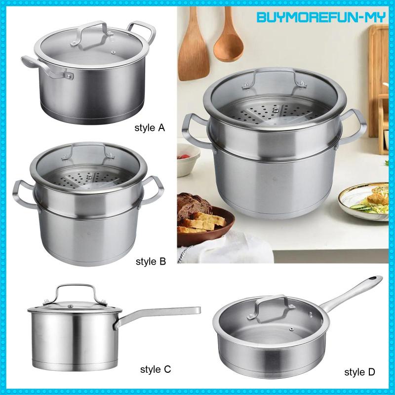 [BuymorefunMY] Cooking Pot Portable Saucepan Cookware with Glass Lids