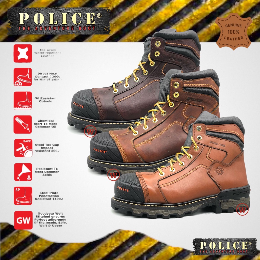 Police steel shop toe boots