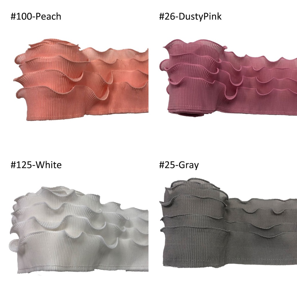 Multicolor 4 Layer Lace Pleated Ruffle Chiffon Lace // Layered Ruffle ...