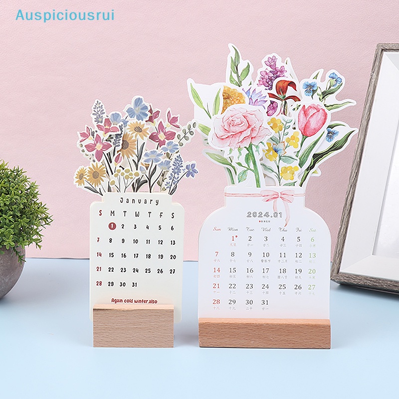 Auspiciousrui 2024 Bloomy Flower Desk Calendar Creative Card Calendar ...