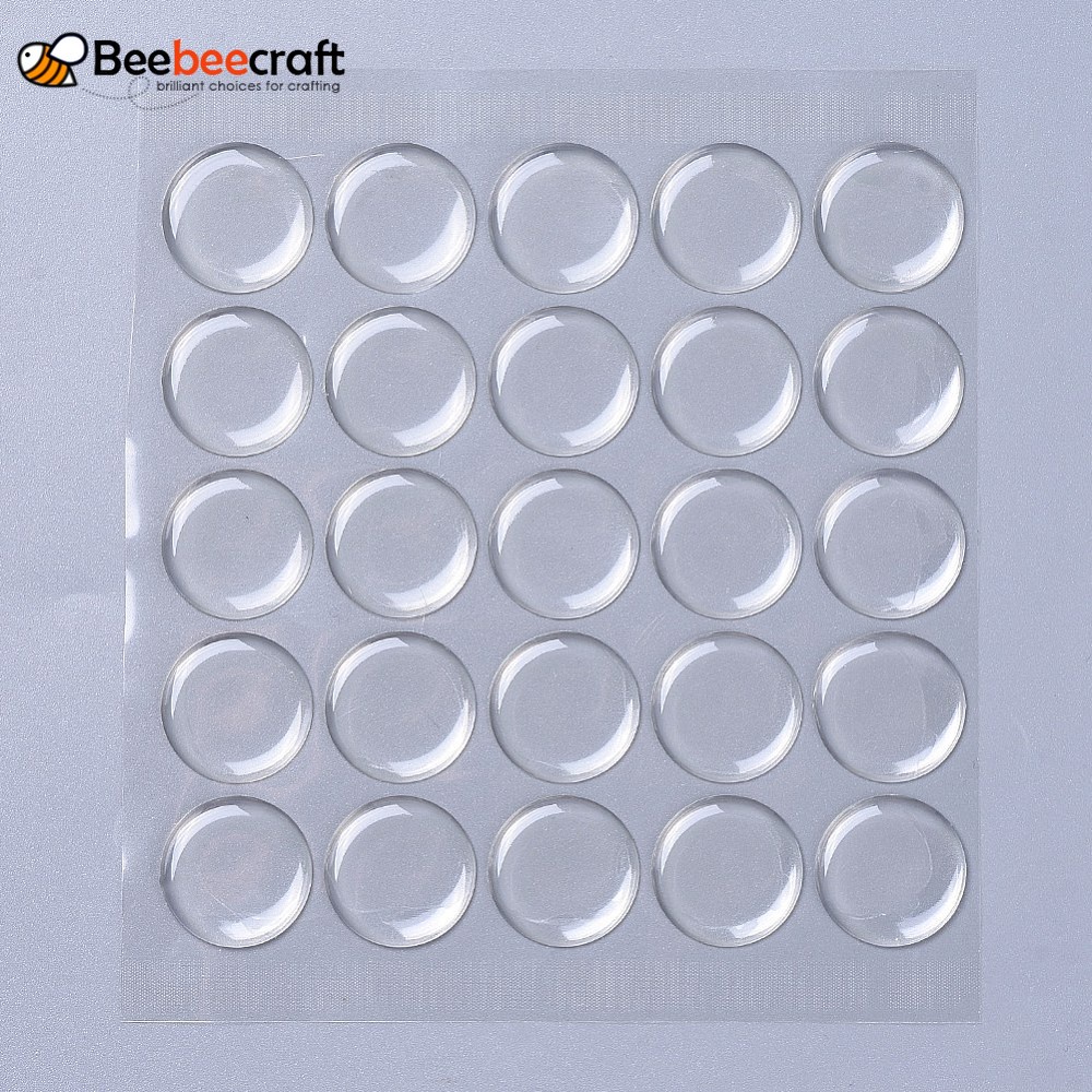 25 pc Plastic Clear Cabochons Epoxy Sticker Round Clear 25.4x1.9mm